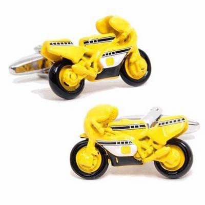 Yellow Sport Bike Cufflinks Cuff Links.jpg